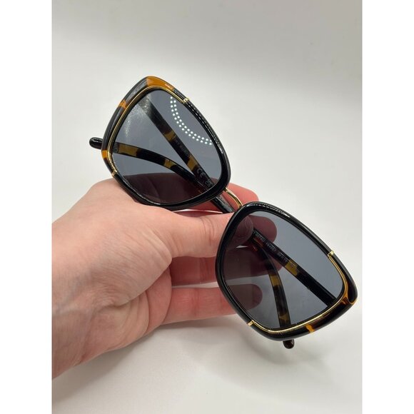 Tory Burch TY9074U Eleanor Cat-Eye Sunglasses Dark Tortoise/Black - Picture 9 of 12